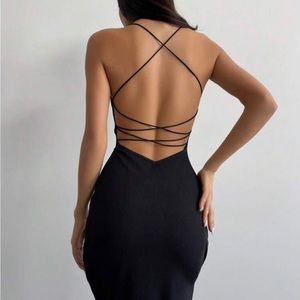 Privé Women's Cross Back Halter Neck Backless Dress